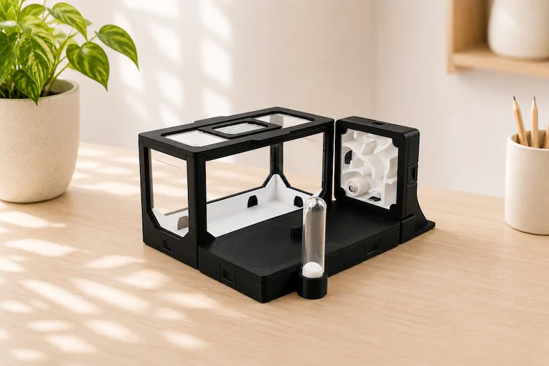 Formikarium BlackAnt nr 15 w jasnym pomieszczeniu